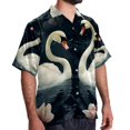 thumbnail image 2 of Swan Men's Hawaiian Short Sleeve Printed Button Down Poplin Casual Summer Beach Shirt, Unisex, 2 of 6