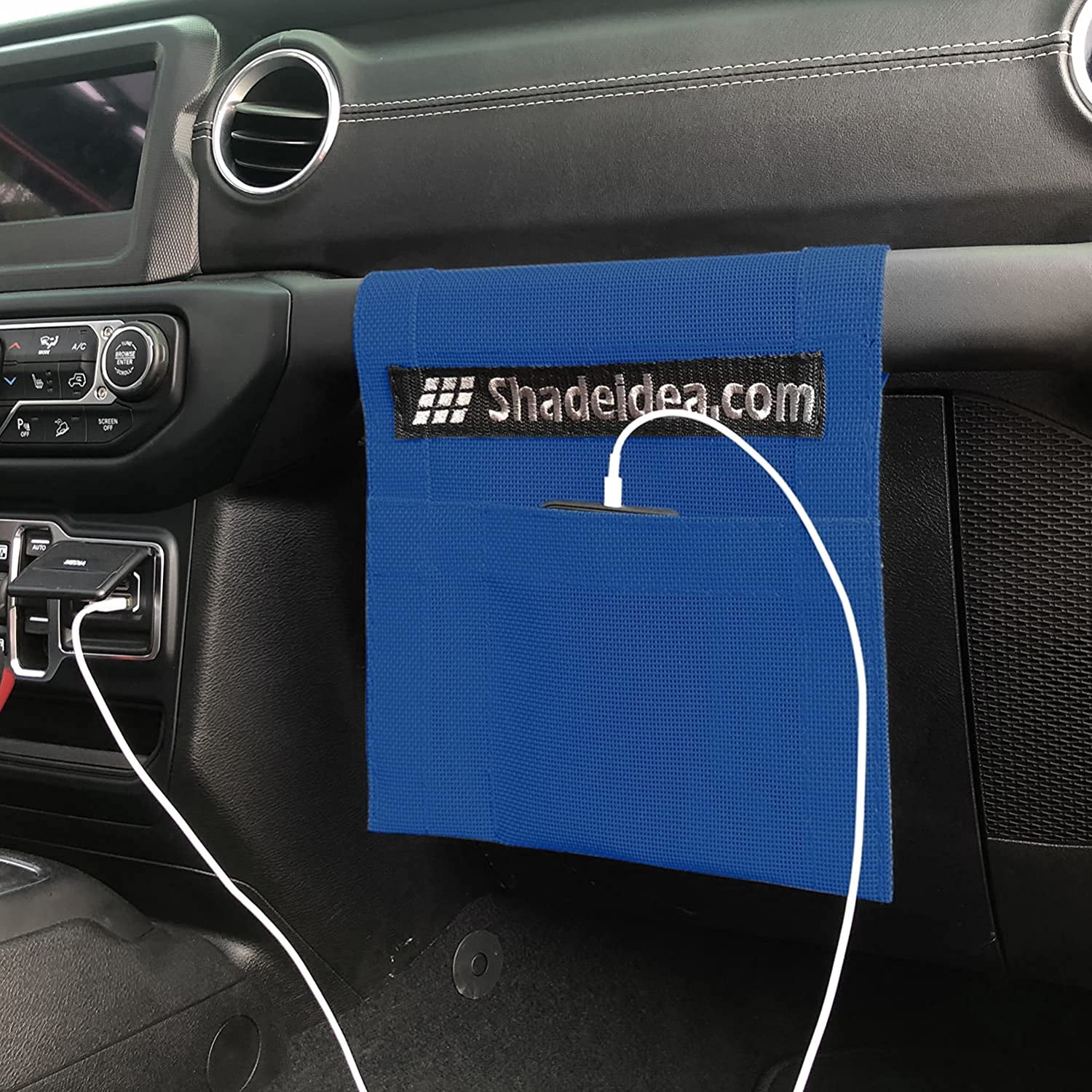 Shadeidea JL Sun Shade for Jeep Wrangler 2 Door Top Sunshade ( 2018 - Current ), Front & Rear - Blue Mesh Screen Wrangler Cover, UV Blocker with Grab Bag Pouch - 10 Years Warranty