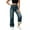 Navy, variant on Womens pants Plus Size Lined warm Jeans High Waist Washed Loose fit Wide Leg Straight Leg comfortable Winter Denim Pants