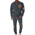 thumbnail image 2 of Yusimy Men's Solid Color 2-Piece Button-Down Half-Zip Set Long Sleeve Drawstring Pants Casual Sports, 2 of 7
