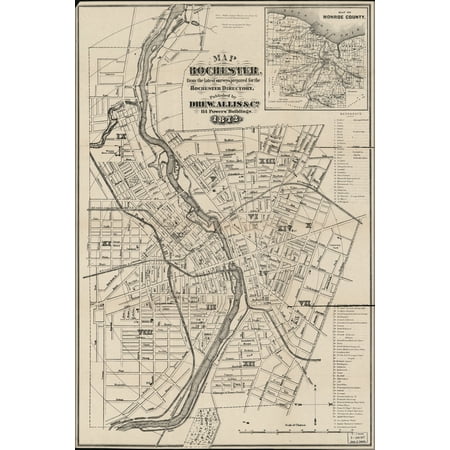24"x36" Gallery Poster, Map of Rochester new york 1872