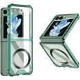thumbnail image 4 of Magnetic Case for Samsung Galaxy Z Flip 5 4 5G Compatible with Magsafe Flip4 /Flip5 Millitary Shockproof Corners Transparent Slim Cover for Women Men (Green,for Samsung Z Flip 4), 4 of 11