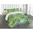 thumbnail image 3 of Ambesonne Plant Quilted Bedspread Set 3 Pcs, Colorful Illustration Natural, King Size, Fern Green Lime Green, 3 of 5