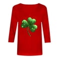 thumbnail image 7 of felwors St Patty's Day Shirt Women 2025 Casual Plus Size 3/4 Sleeve Irish Clover Shirts Funny Saint Patrick's Tunic Tops (Red, M), 7 of 7