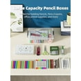 thumbnail image 6 of 4 Pack Extra Large Pencil Box, Plastic Pencil Case Organizer, Clear Crayon Box Marker Organizer, Stackable Craft Organizers and Storage for Pen, Craft, Art Supply(Grey), 6 of 7