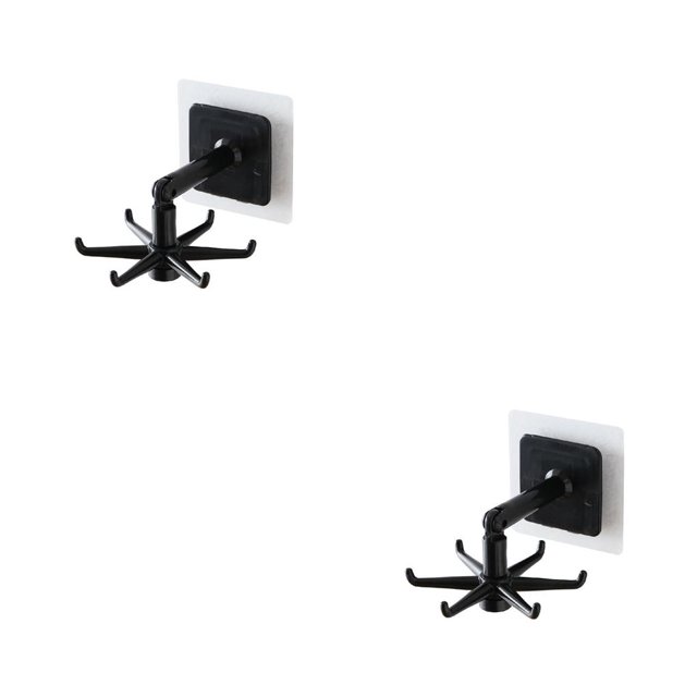 sweethay Gancho de pared de 6 garras ABS giratorio para cocina, baño, toalla, colgador de almacenamiento, estante para ropa, estante colgante negro 2Conjunto