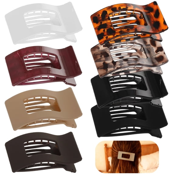 8PCS Flat Hair Clips for Women, Large Strong Hold French Style Hair Clips, Comfortable ABS Lay Down Claw Clips, Elegant Hair Styling and Fashion Accessories for Daily Use