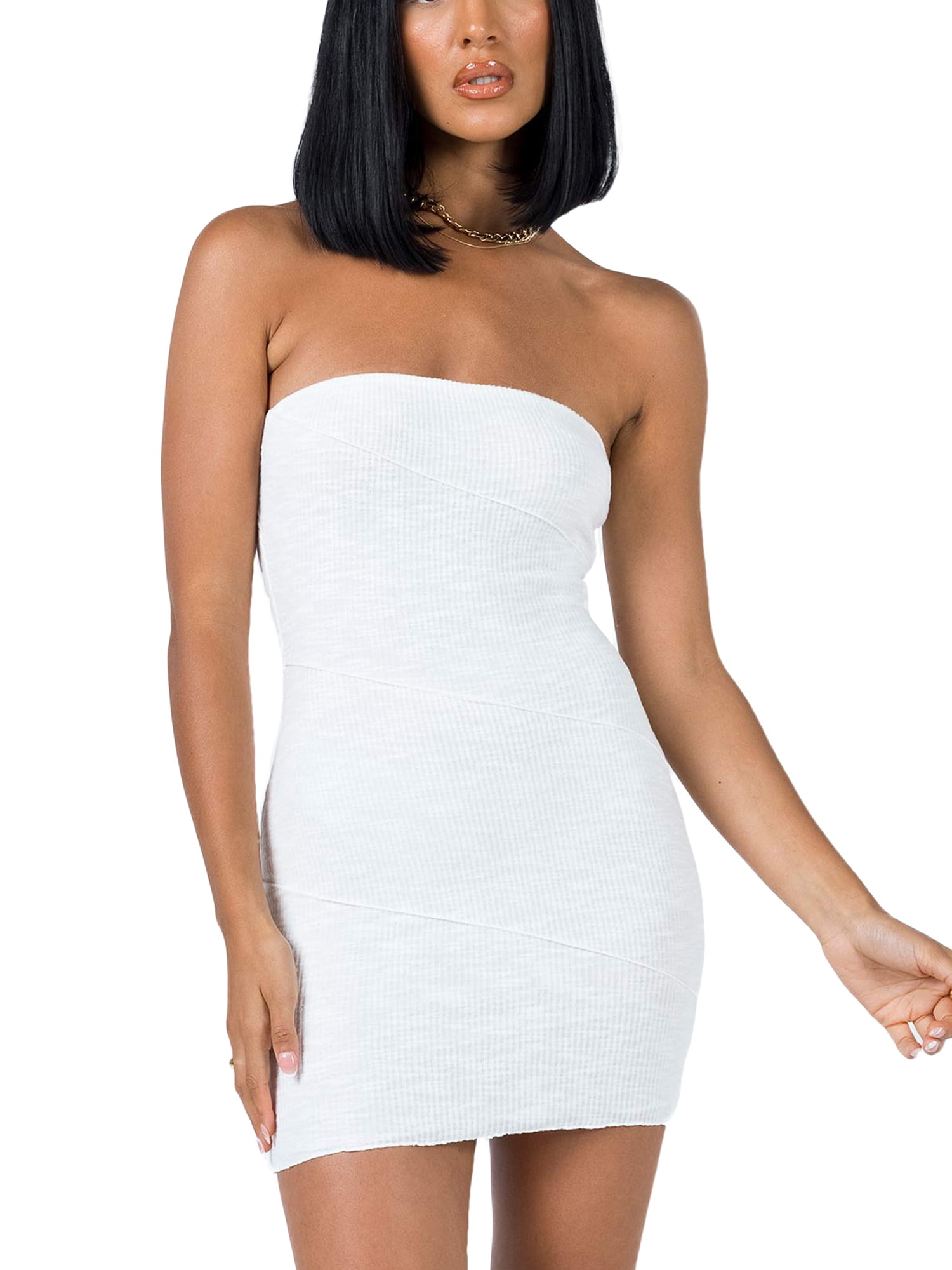Women Strapless Mini Tube Dress Off 