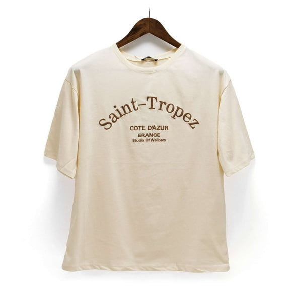 Ambar Women's St Tropez Printed Tshirt, Creme,S - US