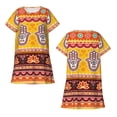 thumbnail image 3 of Short Sleeve Nightshirt Nightgowns Sleep Lounge Pajama dress sleepwear, Pakistani Indian Evil Eye Hamsa Hand, 3 of 7