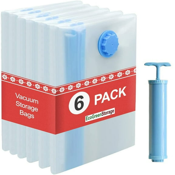 6 Pack Vacuum Seal Bags for Clothing Vacuum Storage Bags Travel Vacuum Bags with Pump Space Vacuum Bags for Packing, Clothing, Comforters, Blankets, Bedding (2 Small, 2 Large, 2 Extra Large)