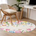 thumbnail image 5 of Round Area Rug 3ft, Spring Easter Watercolor Eggs Flower Non-Shedding Washable Area Rug, Tulip Butterfly on Beige Non Slip Low-Profile Circle Rugs for Living Room, Bedroom Dining Room, 5 of 9