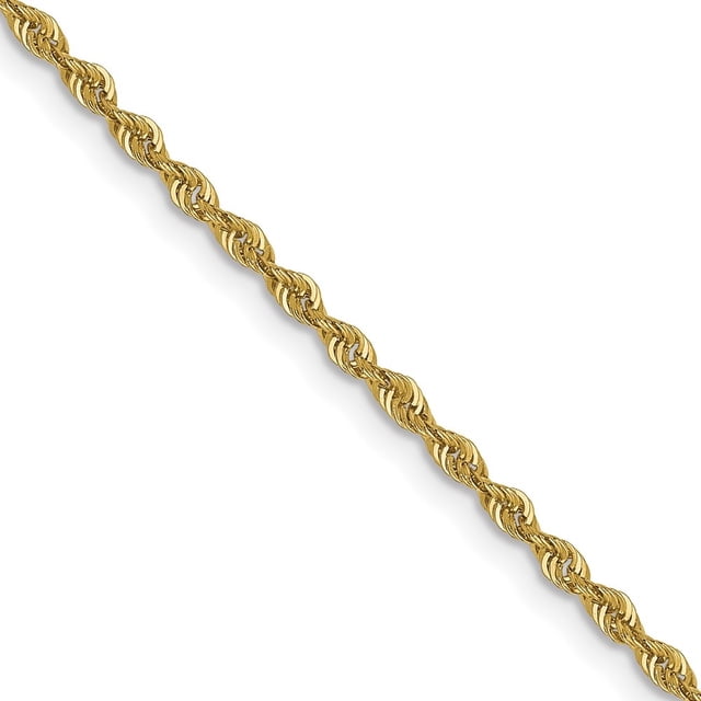Diamond2Deal 10K Yellow Gold 1.6 mm Solid Regular Rope Chain Necklace for Women 18"