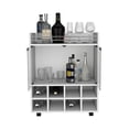thumbnail image 4 of White bar cart with 8 - bottle rack double glass cabinet and smooth - rolling caster wheels for primary living space functionality, 4 of 4