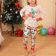 thumbnail image 2 of Conjunto de pijama navideño acogedor para niños de color blanco lechoso, manga larga, cuello redondo, cintura elástica y diseño estampado para edades de 6 a 7 años, 2 of 7
