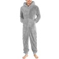 thumbnail image 3 of Hvyesh Onesie Adult for Men Jumpsuits Pajamas Hooded Homewear Big and Tall Soft Plush Robes Plus Size Zipper Rompers, 3 of 5
