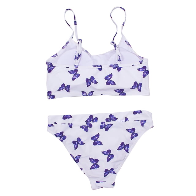 Traje De Baño Para Niñas Traje De Baño Para Niños Pequeños Sling Butterfly Tie-Dye Print Beach Cute Bikini Suit White Odeerbi LM103-3486