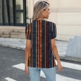 thumbnail image 4 of Mujeres de Manga Corta Tops Cuello Redondo Plisado Túnica, Tapa Casual Doblado Doblado Impreso Moda, 4 of 6