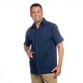 thumbnail image 3 of Traditional Cotton Blend Guayabera Men’s Short Sleeve Shirt (Navy, Small), 3 of 6