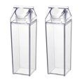 thumbnail image 2 of Cabilock 2pcs 500ML Clear Square Milk Bottles Leak-proof Portable Plastic Bottle Water Container for Travel Camping, 2 of 5