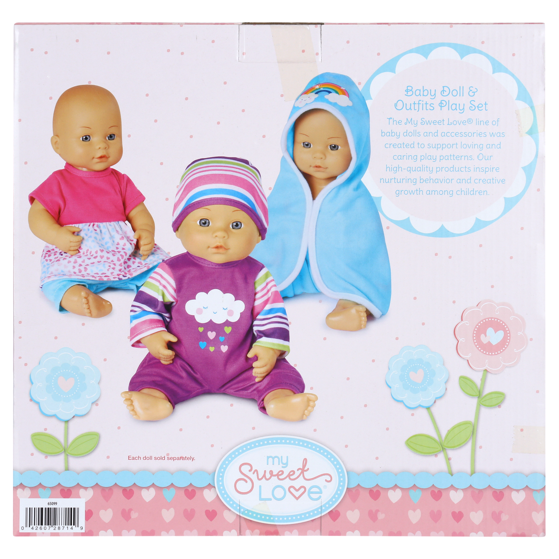 My Sweet Love 12.5" Baby Doll and Outfits Play Set, Rainbow, 6 Pieces