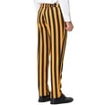 thumbnail image 3 of Unique Bargains Men's Striped Pants Business Skinny Fit Color Block Trousers 36 Yellow Black, 3 of 6