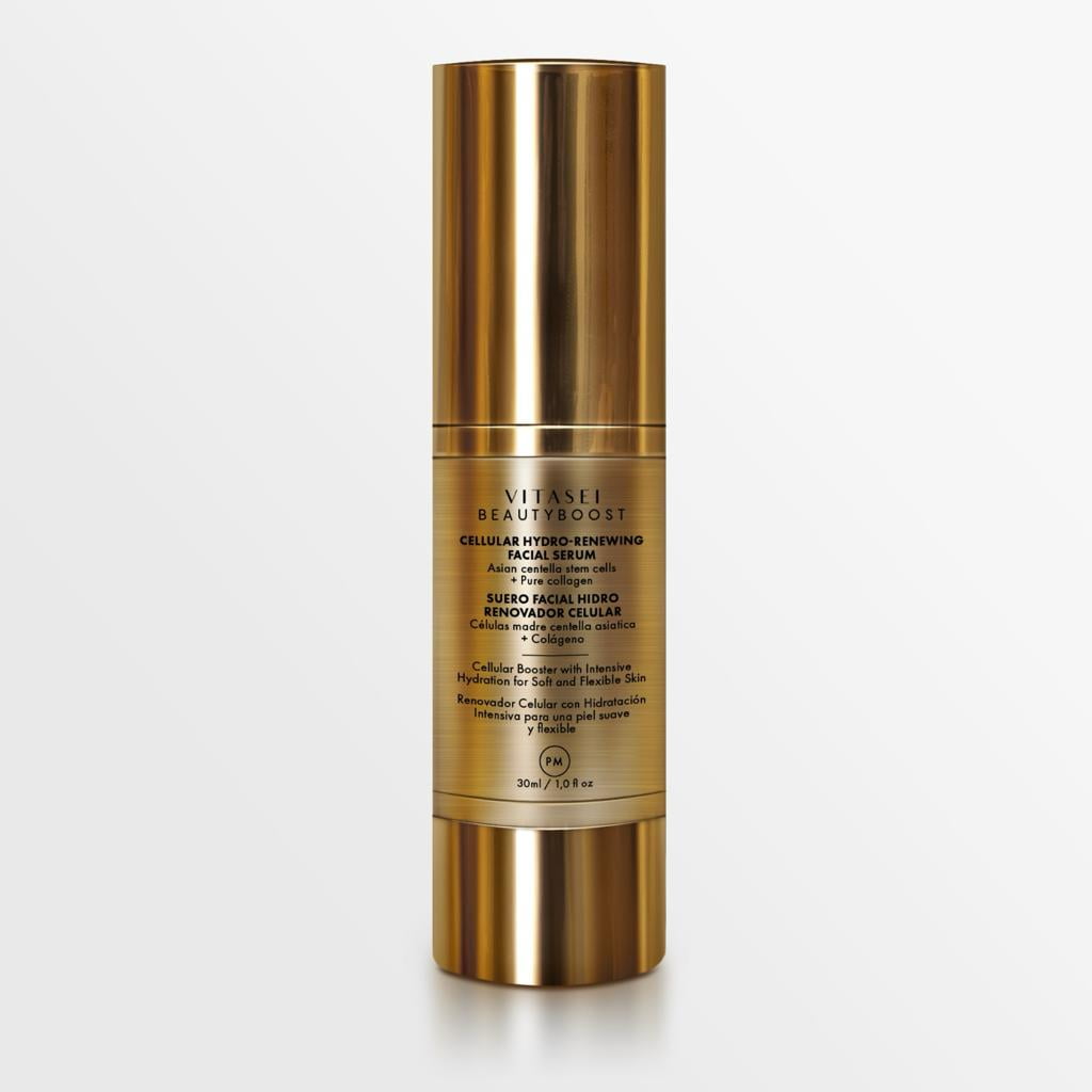 VITASEI AM + PM Beauty Boost Anti-Photoaging Day Facial Serum & Hydro-Renewing Night Facial Serum W/Stem Cells, Hyaluronic Acid, Collagen, Hydrating Face Oil Moisturizer, 30 ml + 30 ml