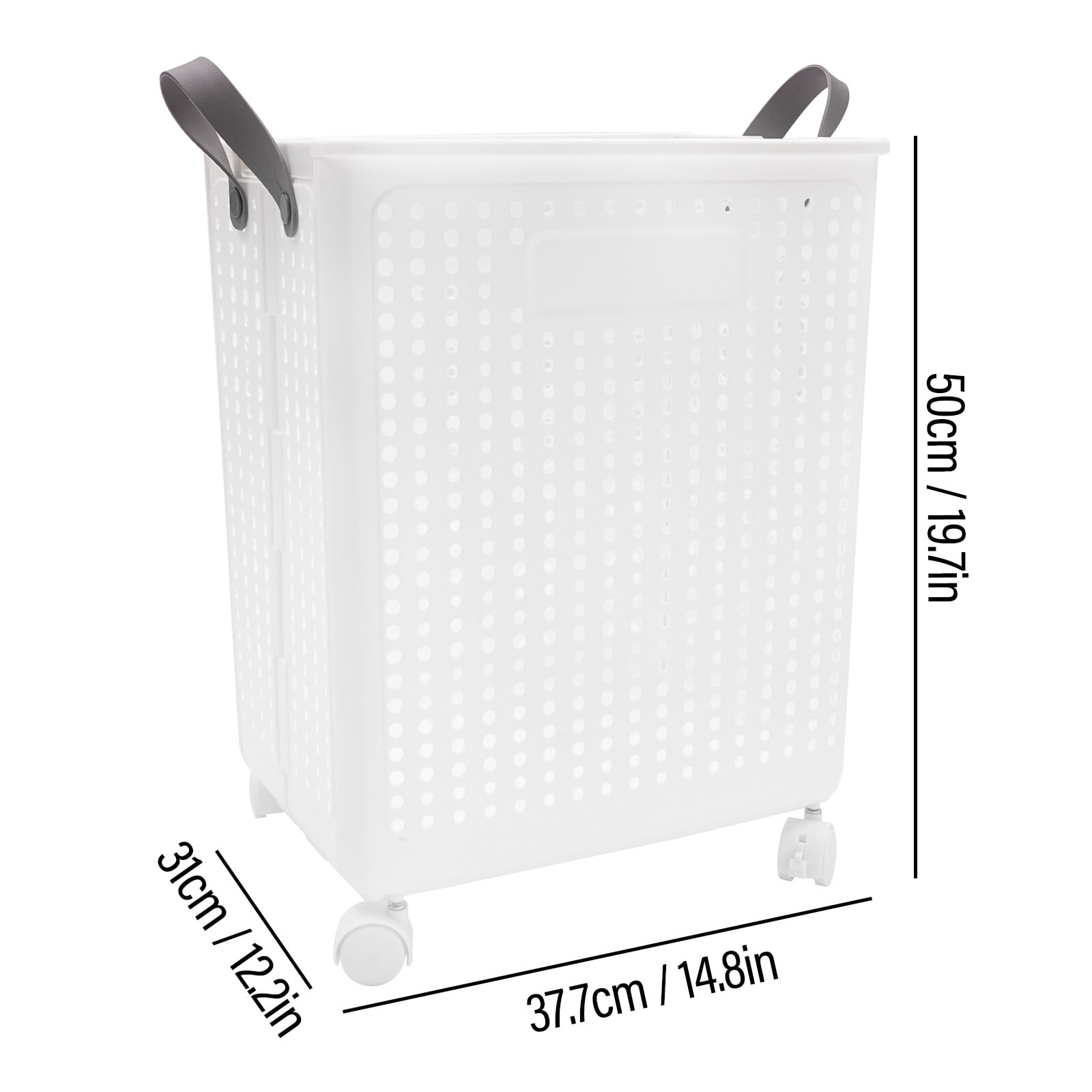 Clothes Basket, Folding Laundry Hamper, Dirty Clothes Hamper w/ 4 Wheels