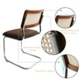 thumbnail image 3 of Natural Rattan Counter Height Stools Set of 3 with Solid Wood Back, 24 Inch Mid Century Modern Cesca Bar Stools, Brown Upholstery Boho Stool for Kitchen Counter with Chrome Metal Legs, 3 of 7