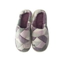 thumbnail image 4 of Womens House Purple Checkered Slippers ,Memory Foam Plaid Scuff Non-Slip Soles Indoor Outdoor Comfortable Bedroom Winter Shoes-L, 4 of 5