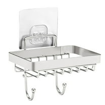 Worgeous  Stainless Steel Soap Dish Holder for Shower Wall with Drainage Hooks Silver
