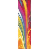 Contemporary Waves Non-Slip (Non-Skid) Multi 2' x 10' Indoor Runner Rug