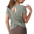 thumbnail image 2 of Otntypg Women's Short Sleeve Athletic Shirts Open Back Workout Tops Ultra-Light Sheer Quick Dry Loose Fit Gym Running Yoga T-Shirts, 2 of 8