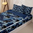 thumbnail image 3 of Castle Fairy Wildlife Bear Zipper Twin Comforter Sets with Fitted Sheet and 2 Pillowcases,Polka Dots Camouflage Animal Zipper Bedding Set,Medium Blue,Navy Blue Reversible,4-Piece, 3 of 6