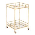 thumbnail image 1 of Urban Designs 7727556 Gold Leaf 2-Shelf Square Metal Mirror Mobile Bar Cart - 30 x 18 x 18 in., 1 of 2