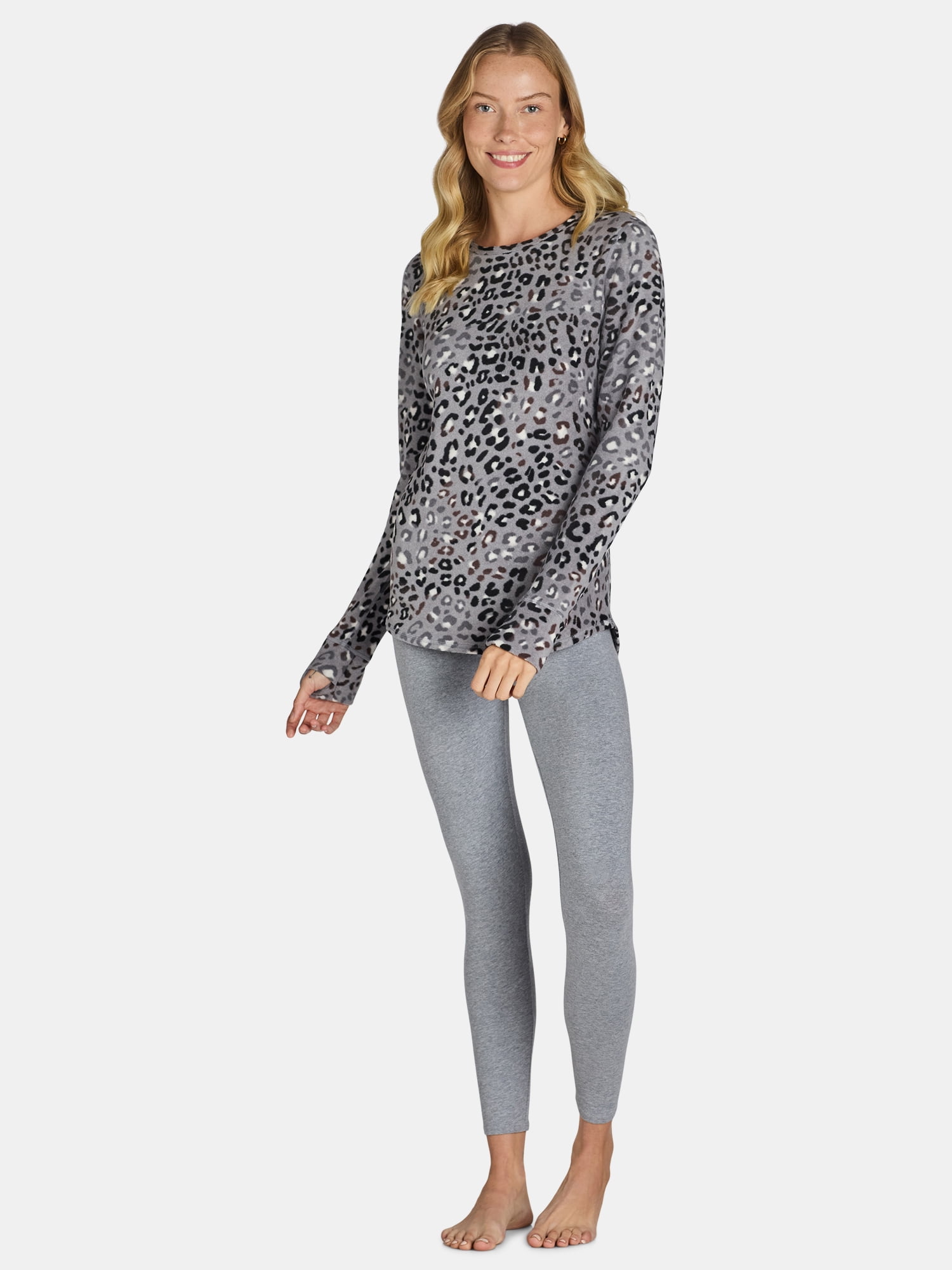 ClimateRight by Cuddl Duds Women's Warm Stretch Fleece Long Sleeve Crew Neck Thermal Base Layer Top, Sizes XS to 4X