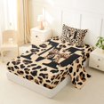 thumbnail image 2 of Castle Fairy Leopard Bow Letter M Twin Sheet Sets 3pcs for Girls,Abstract Vintage Bedding for Bedroom, 2 of 6