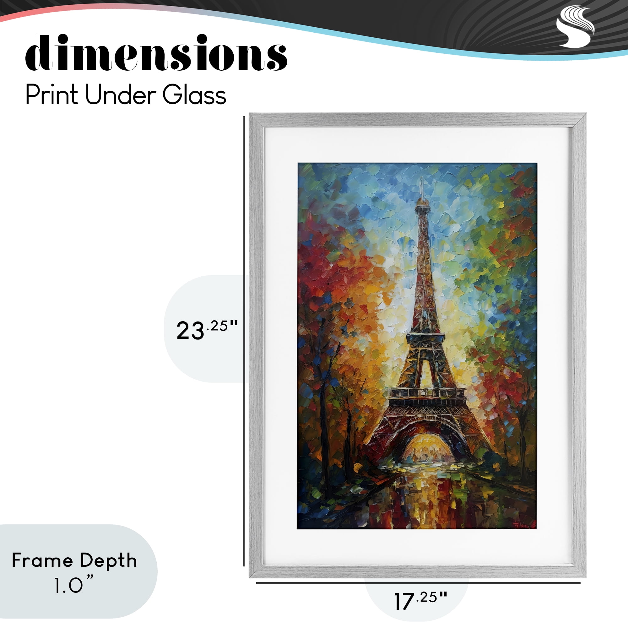 Stupell Industries Colorful Reflection at Eiffel Tower Gray Framed Print Under Glass, design by Creative Studio