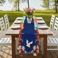 thumbnail image 4 of Table Runners 60 Inches Long Dress Scarves, Blue Crane Farmhouse Kitchen/Dining Table Runner, Small Coffee Tablerunners, Vintage Red Teal Spring Floral Botanical 13x60 Inch, 4 of 9