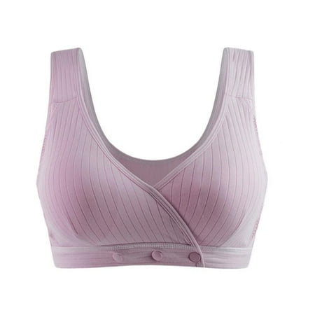 

Women Bras Cotton Tank Wire Free V-Neck Front Snap Padded Sleep Bralettes Wide Shoulder Strap Underwear