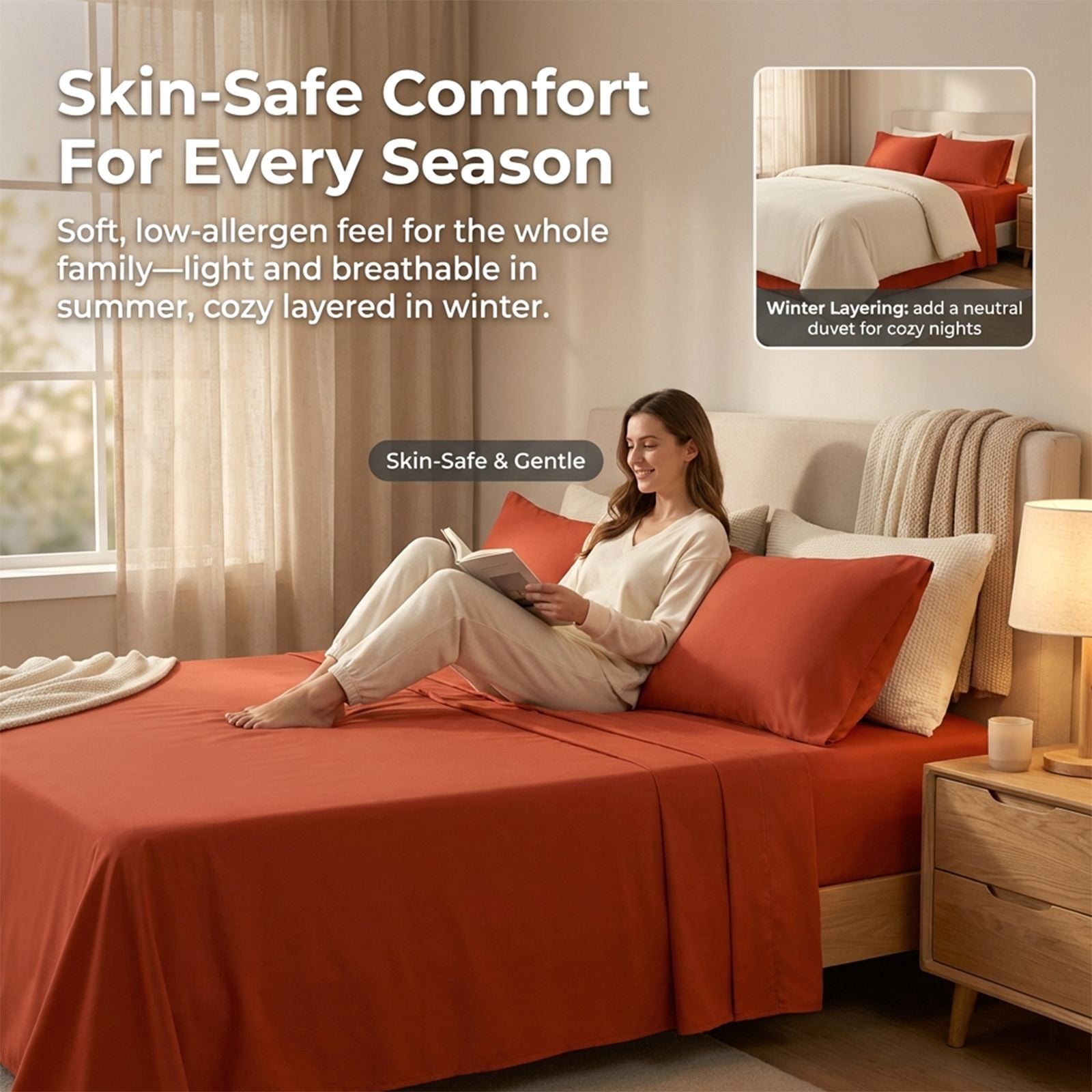 4Pcs Ultra-Soft 85g Sheet and Pillowcase Set, Soft Solid Color, Machine Washable, Suitable For All Seasons, Christmas Comfortable Bedding Set, Available For Single, Double, King, and Queen Beds
