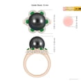 thumbnail image 5 of ANGARA Tahitian Cultured Pearl Floral Ring with Emeralds in 14K Rose Gold for Women | June Birthstone, Birthday, Anniversary, Jewelry Gift for Women | Pearl Ring, 5 of 9