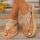 thumbnail image 4 of Sandalias Planas con Correas de Tobillo Floral Toe Post Espadrilles, Sandalias Planas de Mujer Toe Redondo Verano, 4 of 9