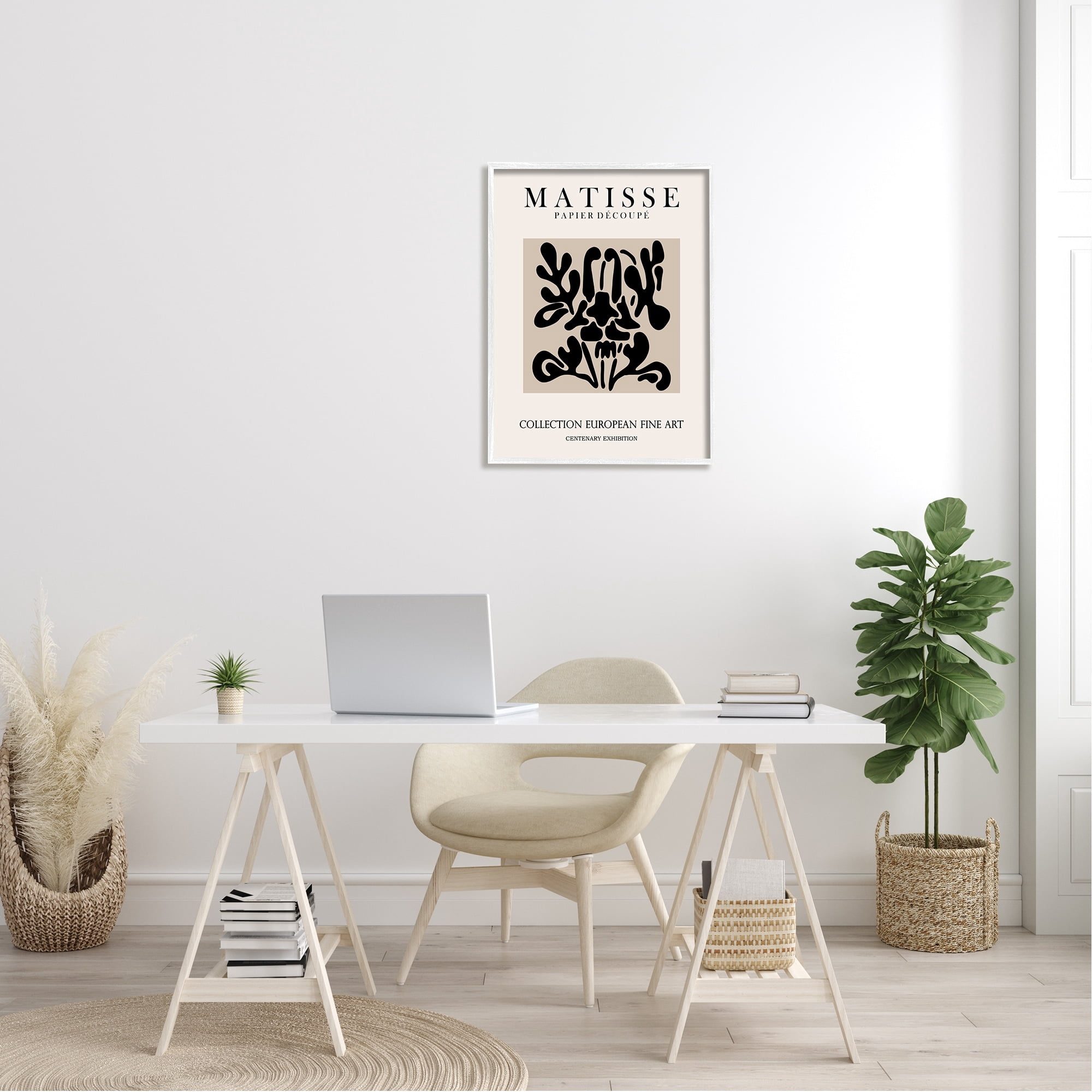 Stupell Industries Abstract Contemporary Black Floral Design Matisse Typography Framed Wall Art, 24 x 30, Design by Ros Ruseva