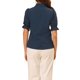 thumbnail image 3 of Blusa de cuello alto con botones y volantes para mujer INSPIRE CHIC, de manga corta, talla XS, color azul oscuro, 3 of 7