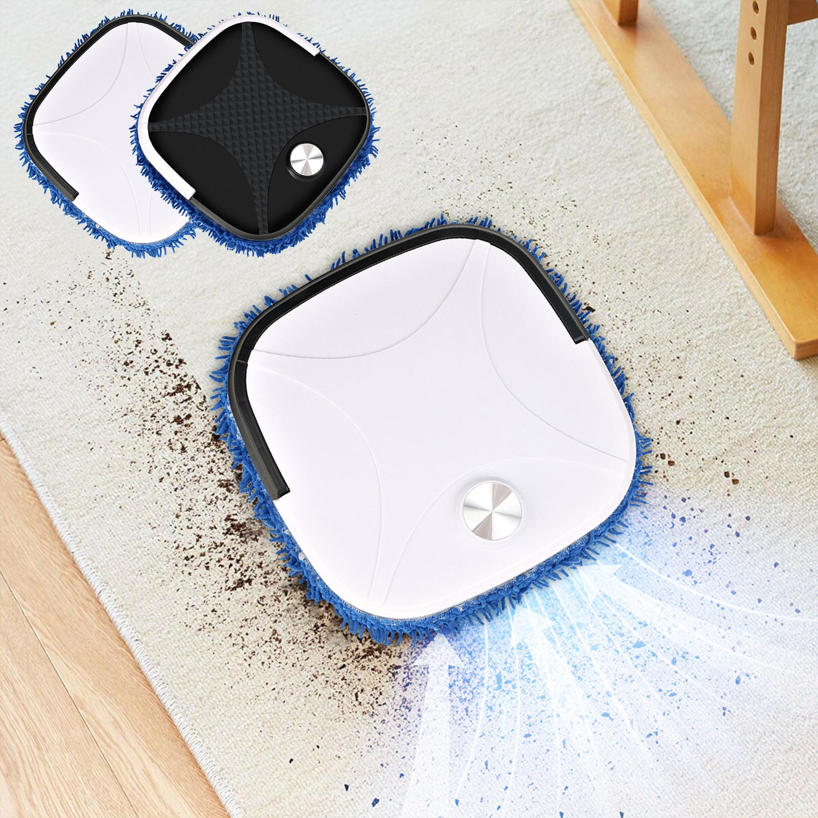 Nkmbld Floor Sweeping Robot Pool Vacuum Cleaner Robot USB Charging Rotary Mopping Machine Humidifying Spray Intelligent Sweep Robot, Black