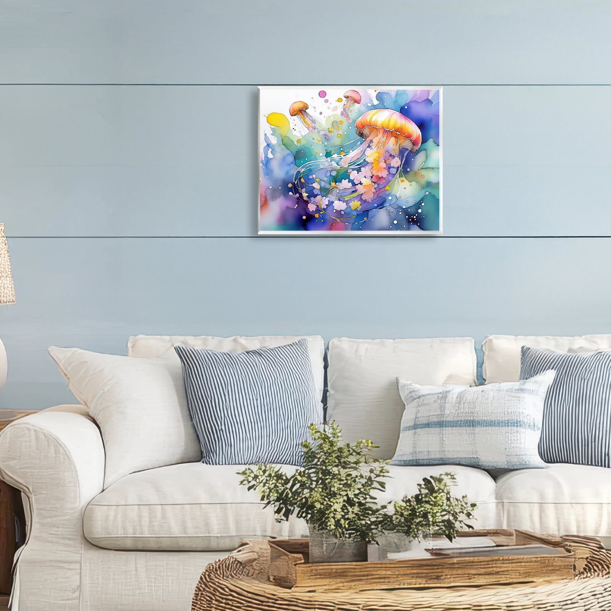 Stupell Industries Neon Jellyfish Underwater Wall Plaque Art, design by Shelly Craig