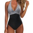 thumbnail image 2 of Joernso Women Monokini Halter Sleeveless One-piece Swimsuit Patchwork Color Backless Tummy Control High Waisted Bathing Suit, 2 of 8