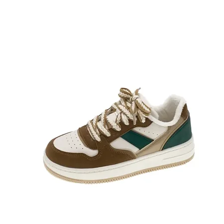 

Women‘s Colorblock Warm Fleece Lined Sneakers Casual Platform Lace Up Low Top Skate Shoes Women‘s Footwear