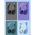 thumbnail image 2 of Wireless Headset Cute Cat Shape HiFi Sound Quality Luminous Stereo Bluetooth Headphones for Home School Office Dark Blue, 2 of 4